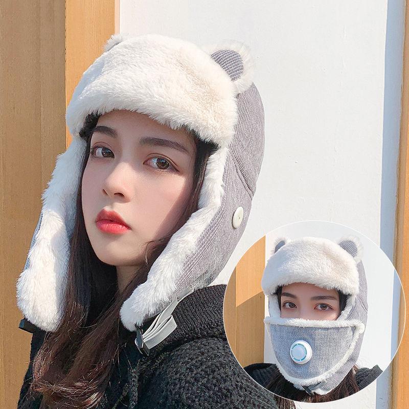 Hat Winter Female Cartoon Lei Feng Hat Cute Warm Cotton Hat Outdoor Cycling Windproof Lei Feng Hat Female