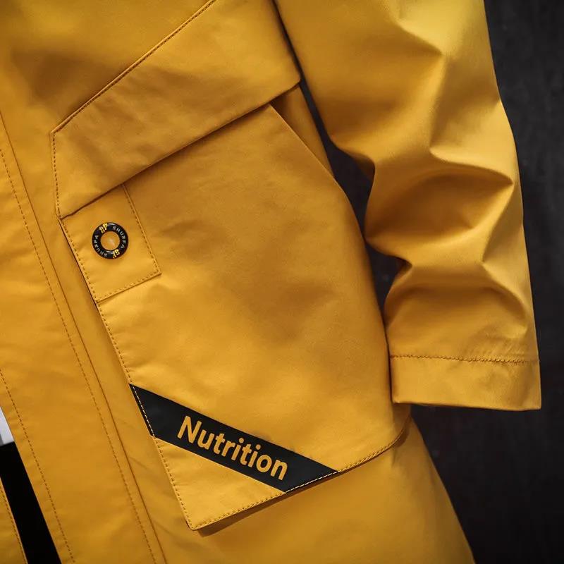 Large Size Jacket Men Hooded Workwear Spring Casual Loose Coat Soft and Comfortable Windbreaker Long