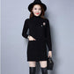 Mid-length Loose Dress In Autumn and Winter Casual Knitted Pullover Base Skirt Half-high Collar Thickened Female Sweater Dress