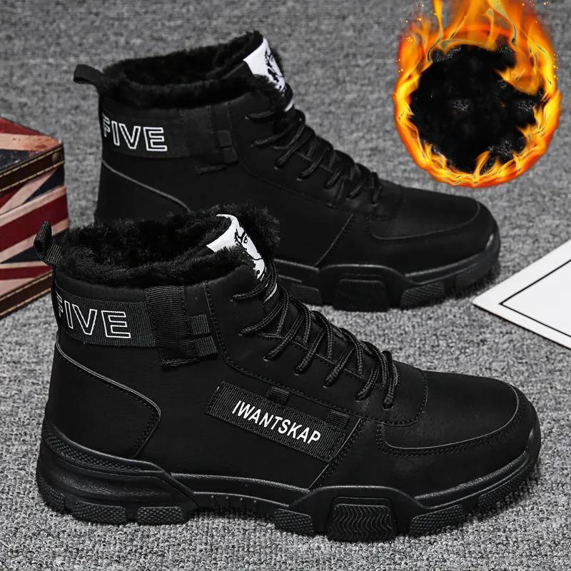 Men's Velvet Padded Snow Boots Casual Mid-high Warm Martin Boots Cotton Ankle Boots