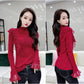Women Sexy Lace Ruffles Base Jumper Turtleneck Solid Color Knitwear Slim Bottoming Sweaters