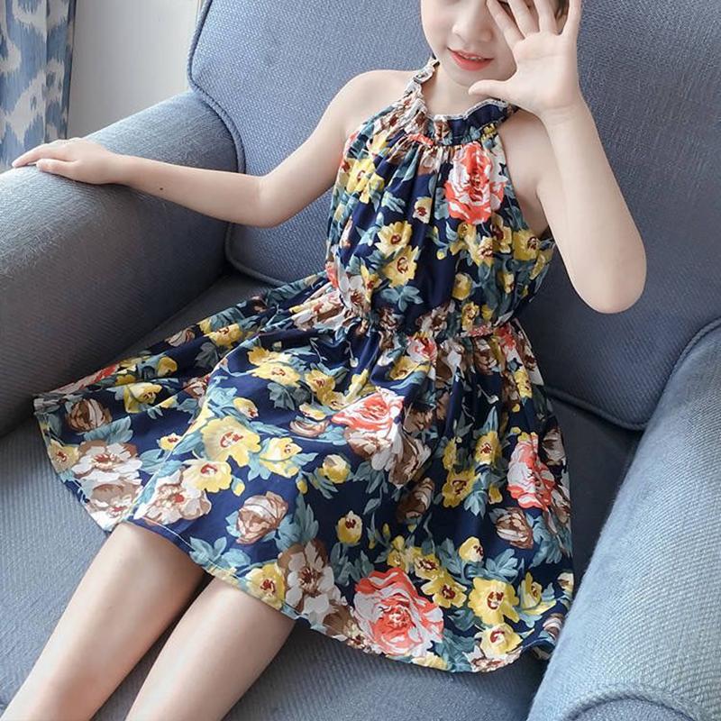 Children's Fashion Ruffle Print Dress Girl Casual Off Shoulder O-neck Above Knee Dresses