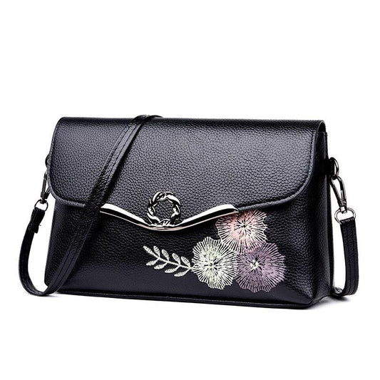 Female Crossbody Bags Women Shoulder Messenger Bags Casual Portable PU Leather Multi-Layere Embroidered