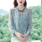 Floral High-end Chiffon Shirt Top Women's Large Size Small Shirt Fashion Temperament Long Sleeves