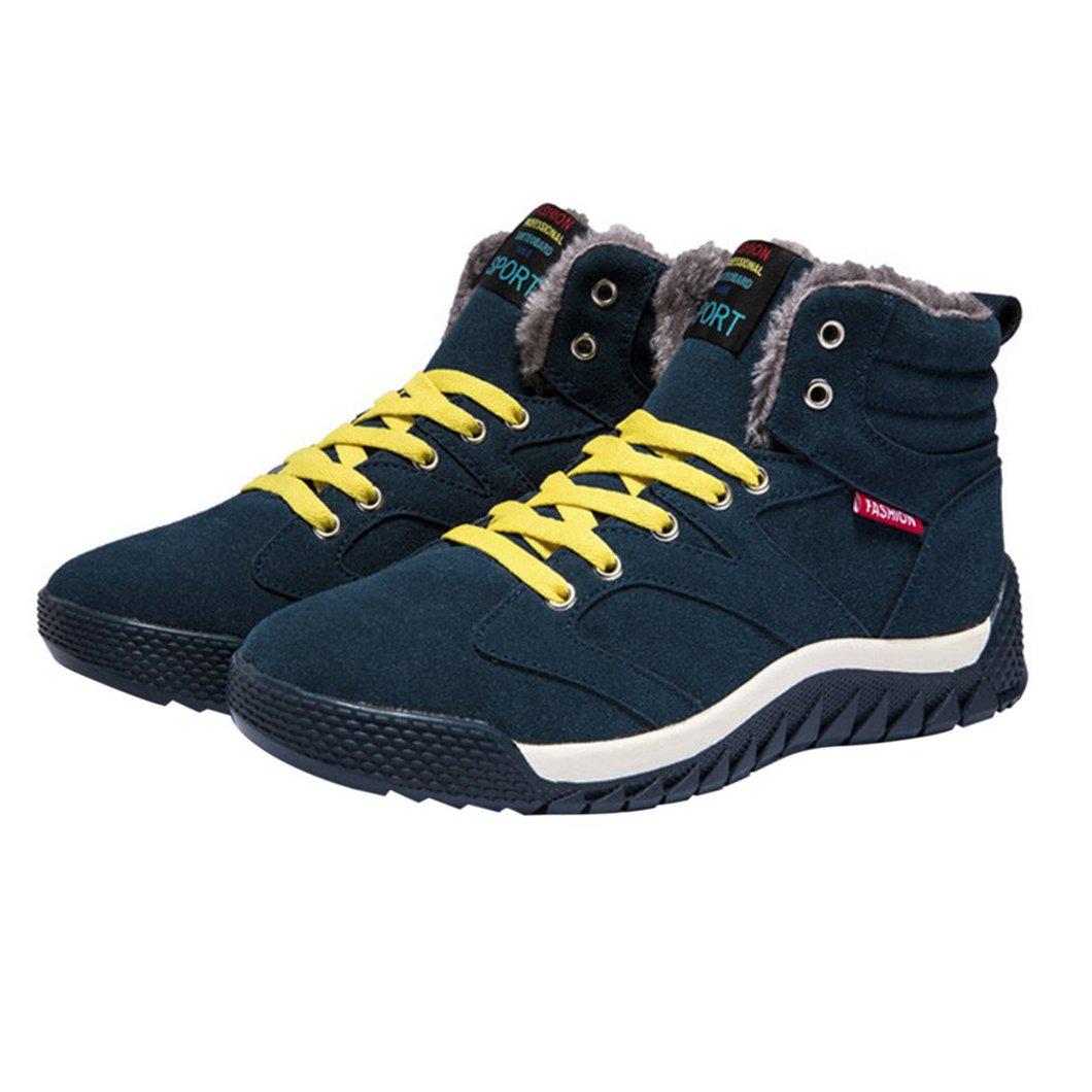 Winter Casual High-top Snow Boots Fur Lined Lace Up Ankle Sneakers for Men Lt