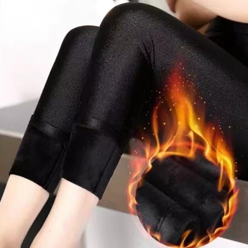 Autumn and Winter Plus Velvet Luster Leggings Women's Outer Wear High Waist Slimming Plus Size Yoga Pants Women