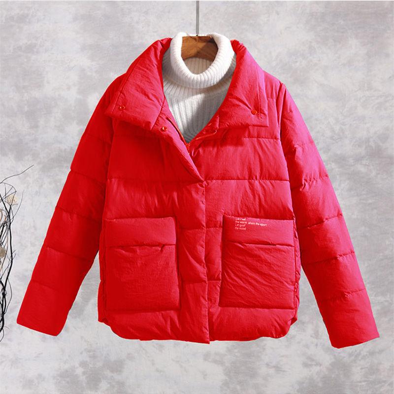 Frosted Fabric Large Size Short Padded Jacket Women Stand-up Collar Small Padded Jacket Korean Style Popular Padded Jacket Winter Jacket