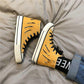 Canvas shoes men's high-top sneakers Korean casual wild tide shoes small dirty orange mid-top shoes