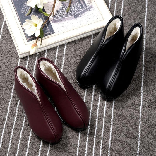 Cotton Shoes Men's Winter Women's Cotton Shoes Leather Cotton Shoes Plus Velvet Waterproof Non-slip Soft Sole Shoes for The Elderly