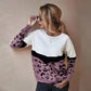 Women Autumn Winter Casual Knitted Sweater Jumper Pullovers Top O-neck Full Sleeve Leopard Patchwork Khaki Brown Gray Army Green S-XL