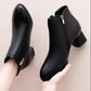 Fleece Short Boots Women's Winter Fashion All-match Thick-heeled Round Toe Boots Short Tube Rhinestone Cotton Shoes