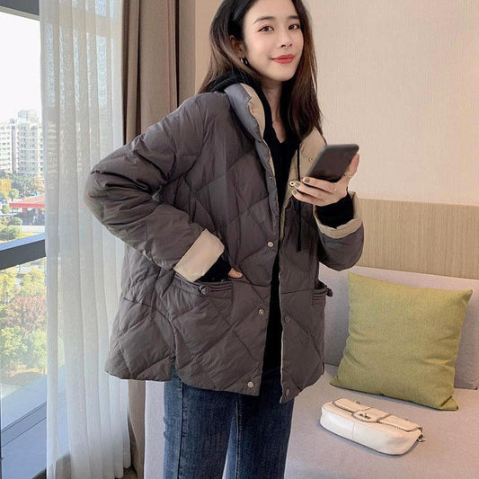 Western-style Fashionable All-match Thin and Light Short Down Jacket Women's Small Fashion Contrast Coat