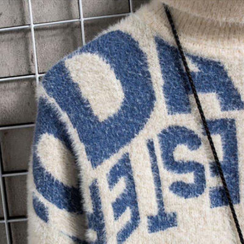 Autumn and Winter Thick Mink Velvet Turtleneck Sweatshirts Men Korean Loose Knit Sweater Trendy Mens Sweaters