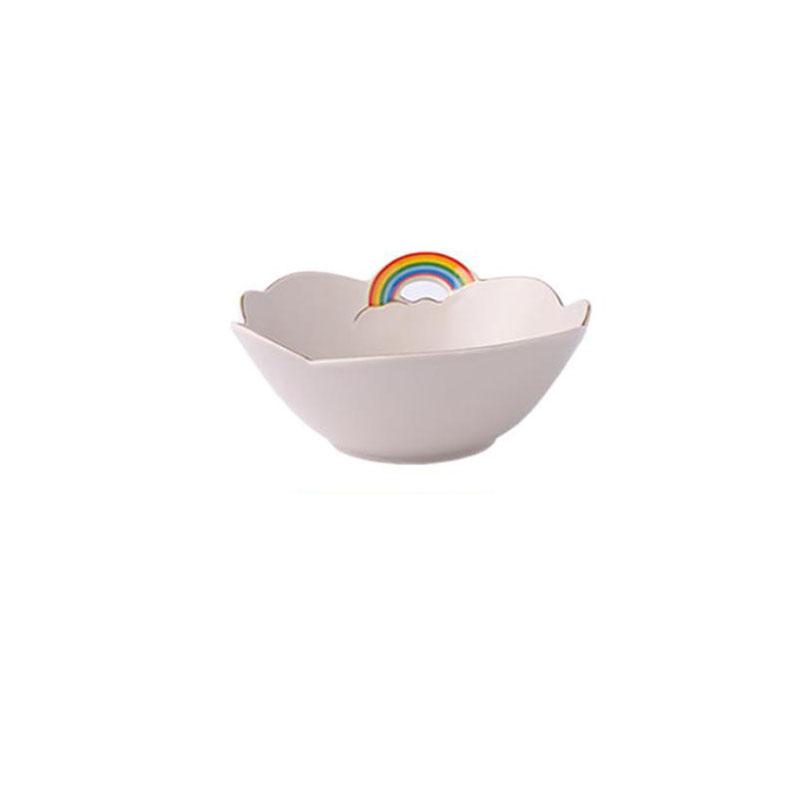 Creative Rainbow Bowl Plate Tableware Soup Bowl Rice Bowl Household Fruit Salad Bowl Ceramic Dinner Bowl Plate