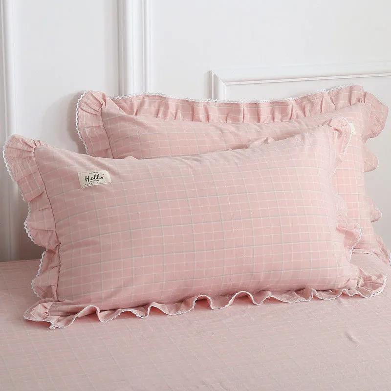 Washed Cotton Cotton Side Pillowcase Solid Color Cotton Pillowcase Pillow Core Cover 48*74cm