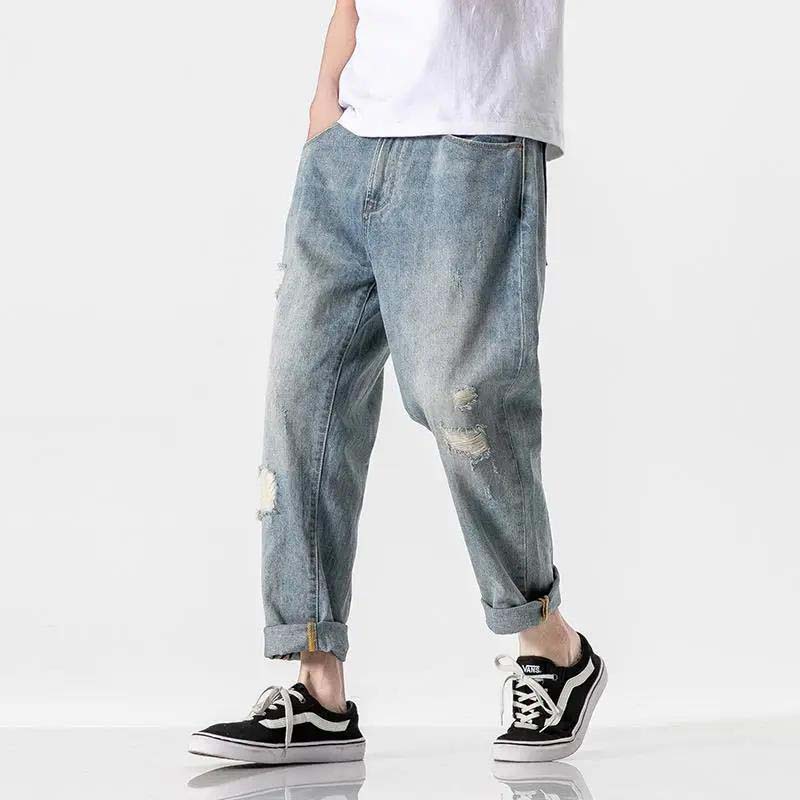 Spring and Autumn Men's Jeans Loose Straight Light Colored Men's Jeans