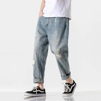Spring and Autumn Men's Jeans Loose Straight Light Colored Men's Jeans