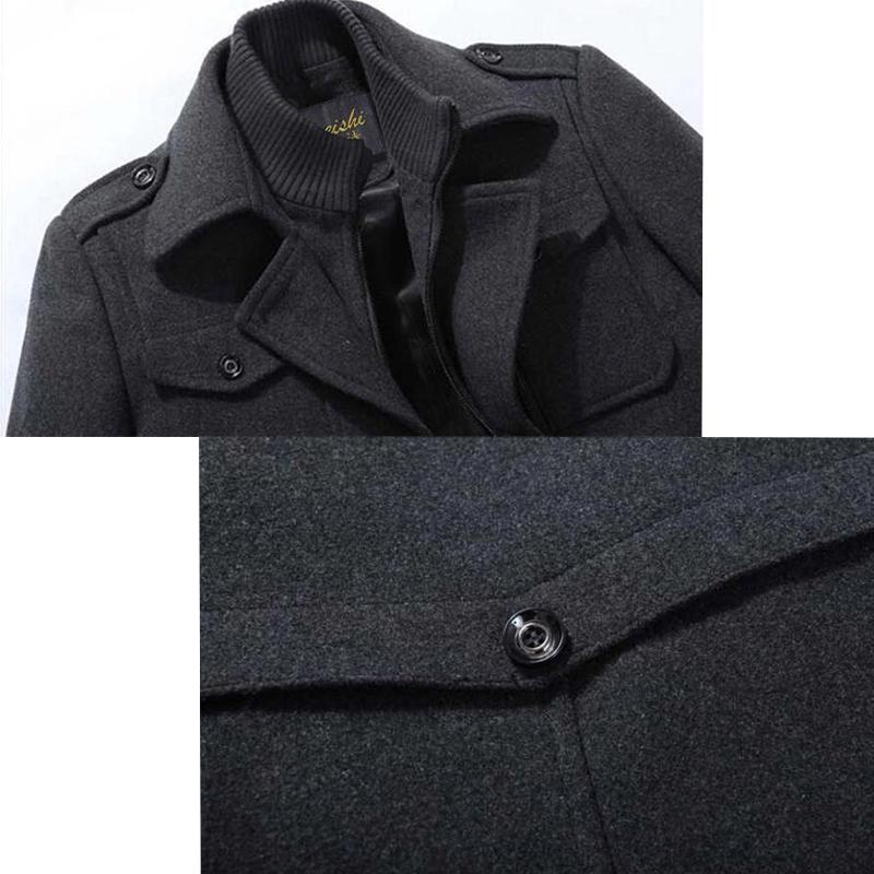 Men Winter Wool Coat Men's Jacket Simple Blends Woolen Coat Male Trench Coat Casual Overcoat