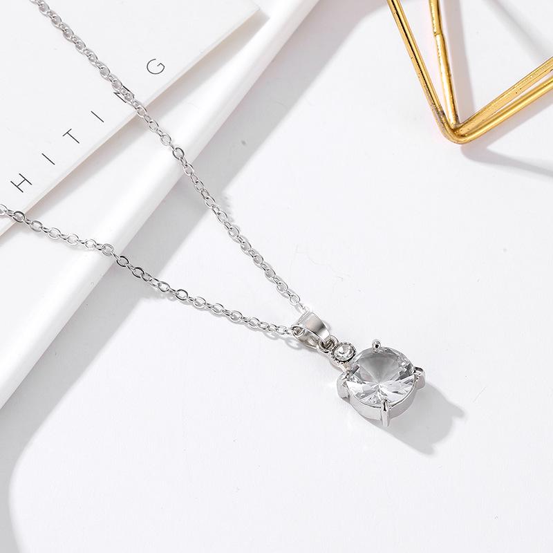 Fashion Bridal Jewelry Round Crystal Zircon Earrings Necklace Set Exquisite Jewelry Set