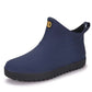 Fashion Non-slip Short-tube Rain Boots Men's Water Shoes Plus Velvet Rain Boots Flat Kitchen Work Rubber Shoes Thick-soled Low-top Water Boots