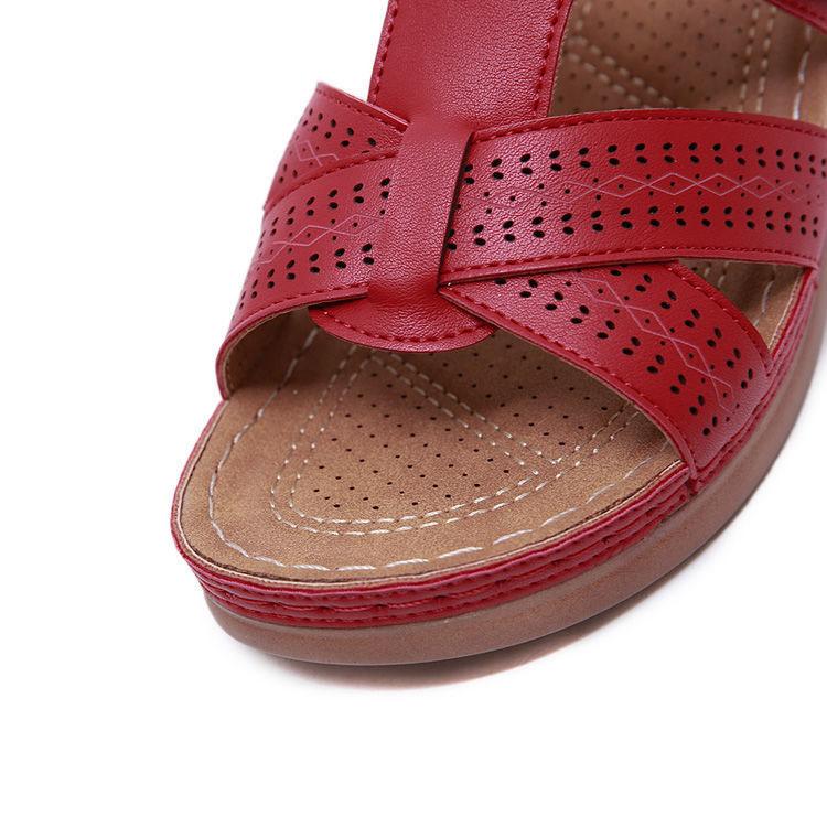 Summer Women Wedge Sandals Premium Open Toe Sandals Vintage Anti-slip Soft PU Slippers Male Large Size Soft Sole Casual Slippers