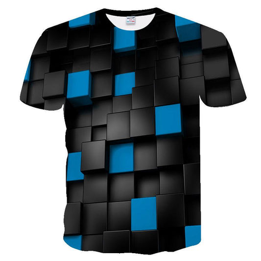 WTEMPO Summer Square 3DT Shirt Men's Summer Casual Loose Breathable Short-sleeved Shirt
