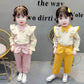 Children's Suits Girls Spring and Autumn Clothes Cute Bow Decoration Single-breasted Long-sleeved Comfortable Light and Breathable Two-piece Set