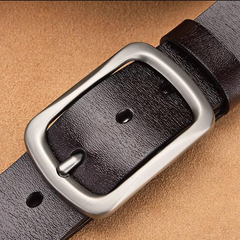 Real Cowhide Men's Belt Business Pin Buckle Belt Retro Jeans Belt Male Leather Slide Belts for Men Mens Leather Belts