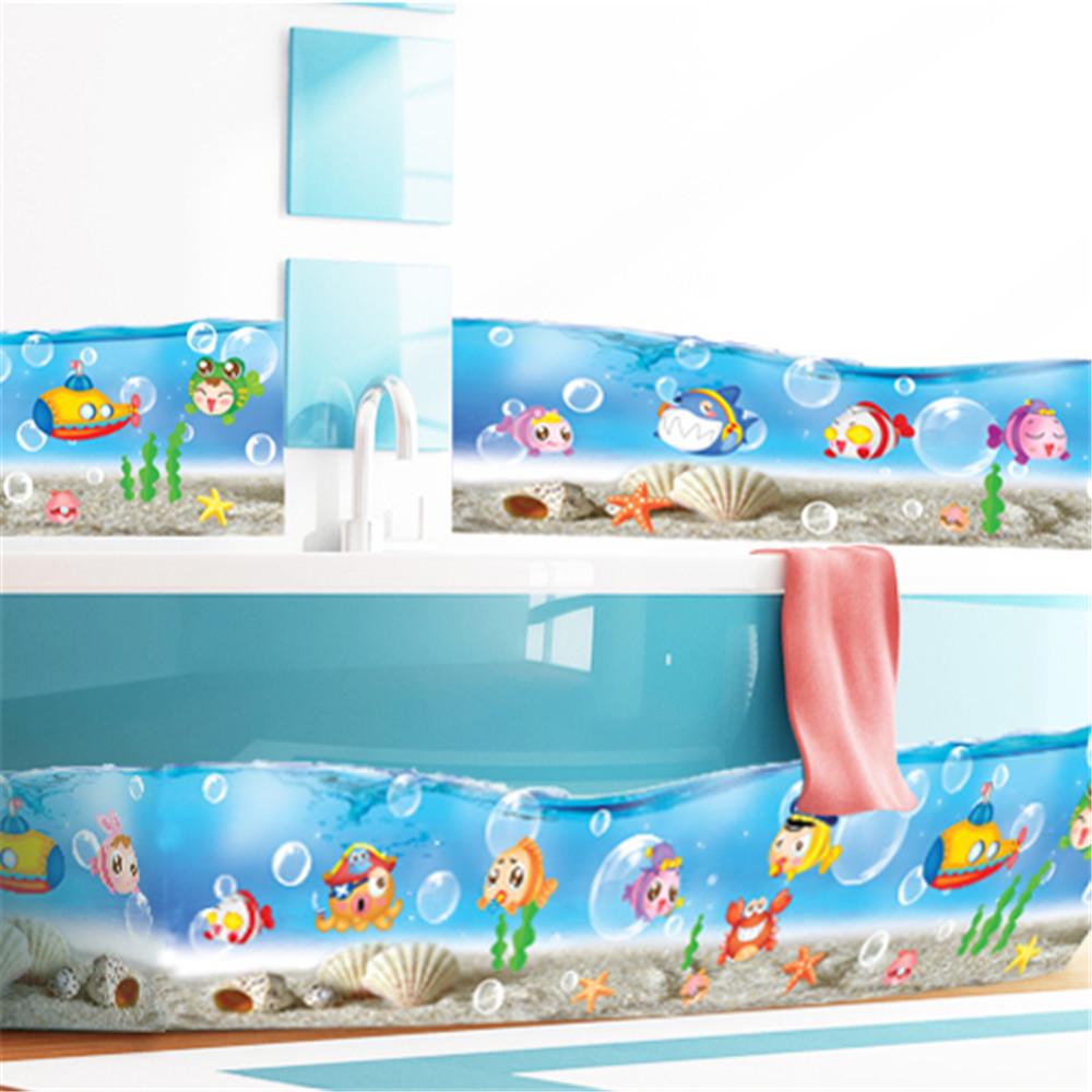 Blue underwater world cute stickers children's room kindergarten decorative wall stickers