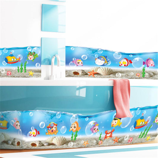 Blue underwater world cute stickers children's room kindergarten decorative wall stickers