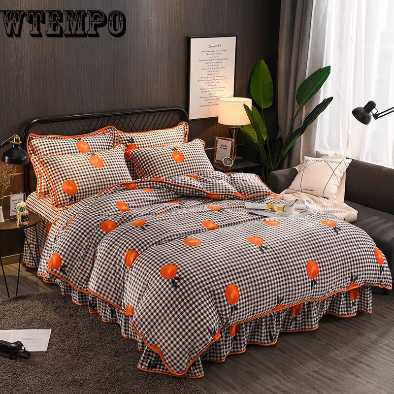 4PCS Set Winter Warm Bedding Article Embroidery Flannel Defence Static Electricity Quilt Cover Sofa Pillowcases