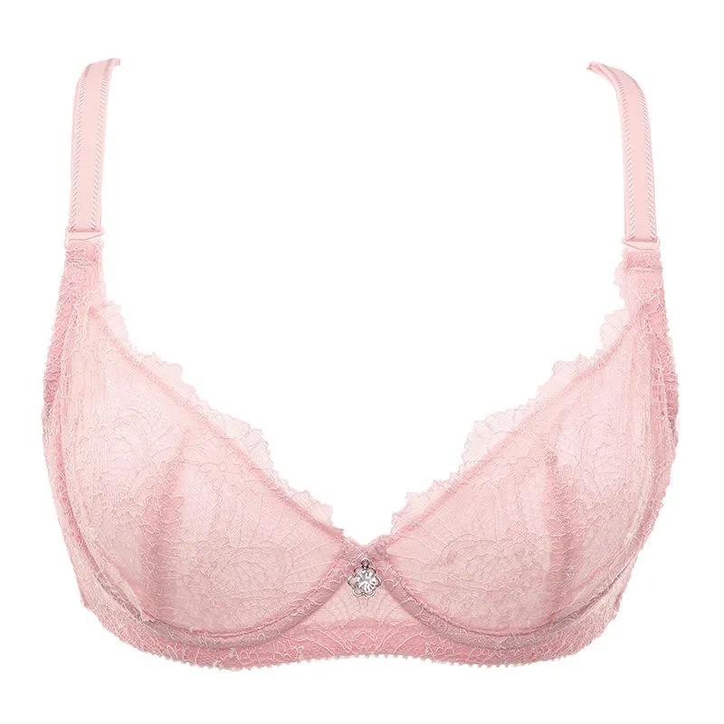 Women's Sexy Lace Underwear Ultra-thin Big Breasts Show Small Female Gathered Anti-sagging Adjustable Straps Beautiful Back Girl's Solid Brassiere