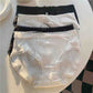 4pc Black and White Women's Panties Pure Desire Lace Lace Bow Pure Cotton Mid Waist Large Size