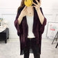Loose Shawl Jacket Medium-length Women's Large-Size Knit Cardigan Cardigan Fringed Wild Cape Loose Large Fur Collar Knitwear Sweater Jacket