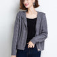 Autumn and Winter Knitted Hoodie Cardigan Short Loose Top Simple Solid Color Female Jacket