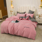 Four Seasons Simple Embroidery Thickening Brushed Four-piece Household Duvet Cover Dormitory Bedding Set