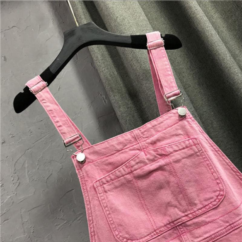 Korean Version of The Denim Short Skirt Female Spring and Summer Age Reduction Is Thin and Small Can Be Salt Can Be Sweet Sling Pink Dress