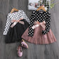Elegant Kids Flower Girls Dresses Children Kids Floral Long Sleeve Clothing Girls Princess Tulle Dress