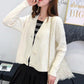 Spring and Autumn Knitted Cardigan Sweater College Style Short Loose Top Fashion Simple Female Jacket