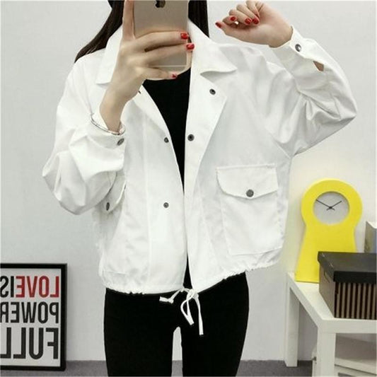 Autumn Jacket Women Classic Coat Short Bomber Solid Zip Up Jacket Coat Black Red for Ladies Tops