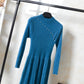 Coffee Color Knitted Bottoming Shirt Mink Sweater Long Sleeve O-Neck Pullover Winter Long Dress