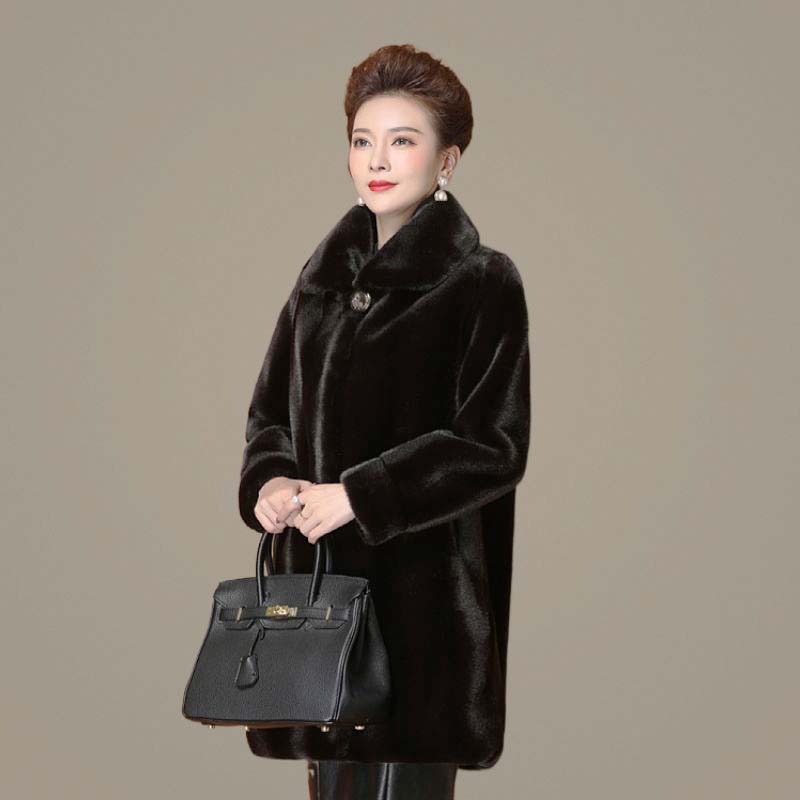 Winter Imitation Mink Fur Coat Female Fur One-piece Imitation Mink Velvet Fur Coat Mid-length Thickening