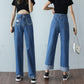 Pearl Straight-leg Jeans Women's Loose 2022 Spring and Autumn Summer Korean Version Are Thin, High-waisted, Wide-leg Mopping Pants