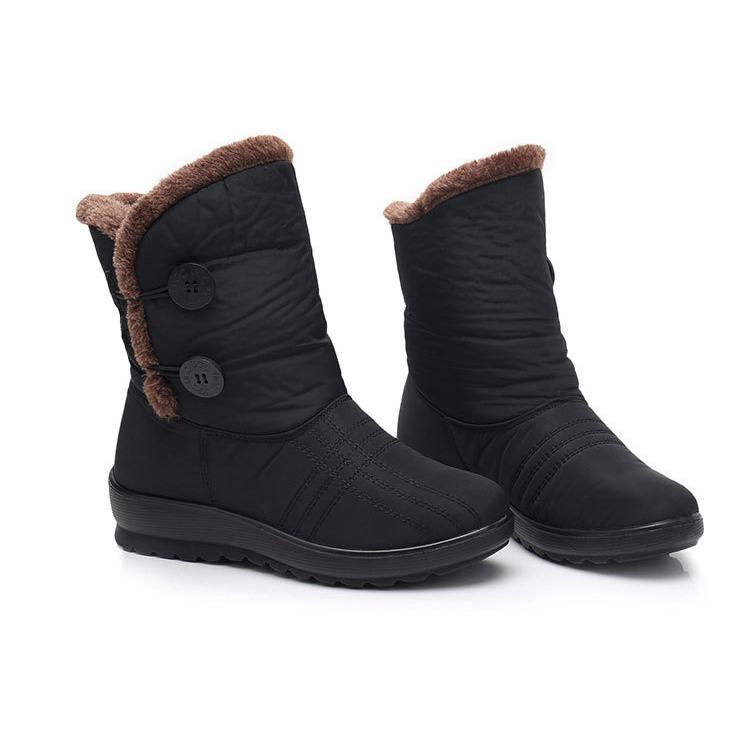 Thick Fur Snow Boots for Women Winter Ankle Boots Warm Waterproof Booties Black Red Casual Shoes Plus Size Outdoor Footwear Non Slip