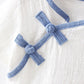 Children's Suit Summer Thin Boys Girls Loose T-shirt Shorts Two Piece Set Chinese Style Zen Pleated Button Ventilation