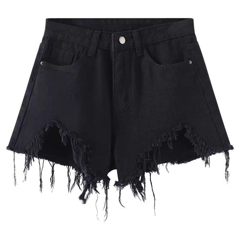 Shorts Women Summer Loose All-match Jeans High Waist Slim Frayed Wide Leg Pants