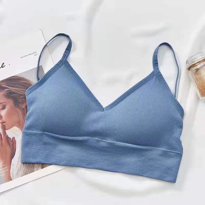 Simple Solid Color Suspender Inside Underwear Cross Style Beautiful Back No Steel Ring Thread Bra Bottomed Vest Bra