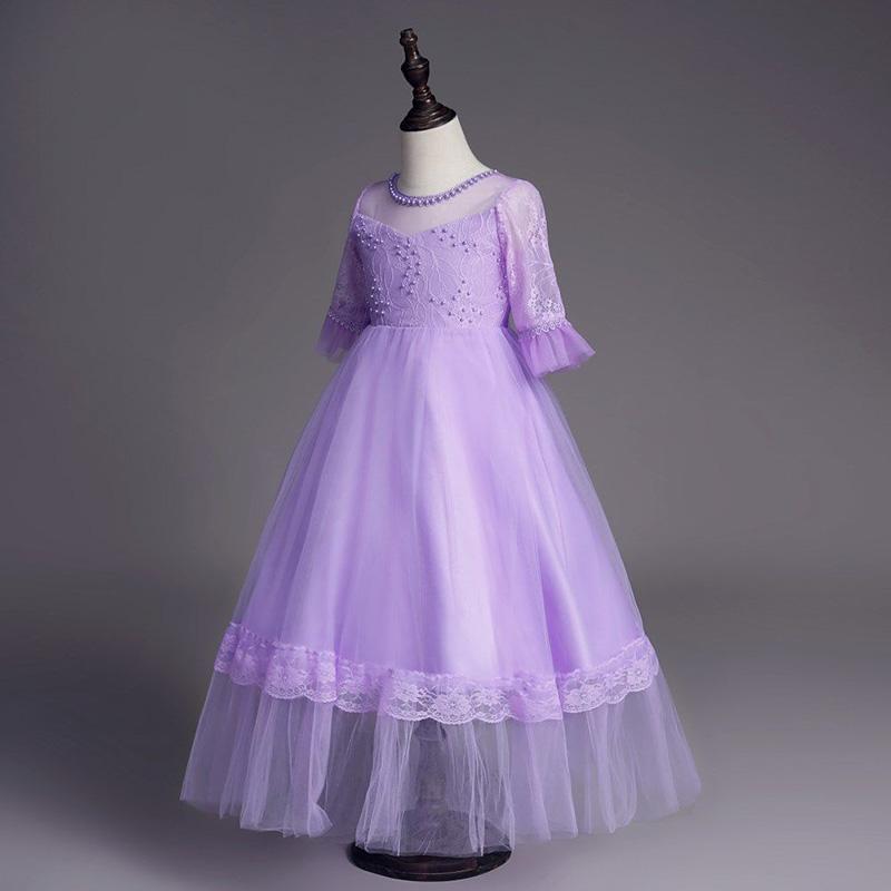 Children's Dresses Children's Princess Dresses Sleeves Girls Birthday Party Dresses Long Puff Skirts