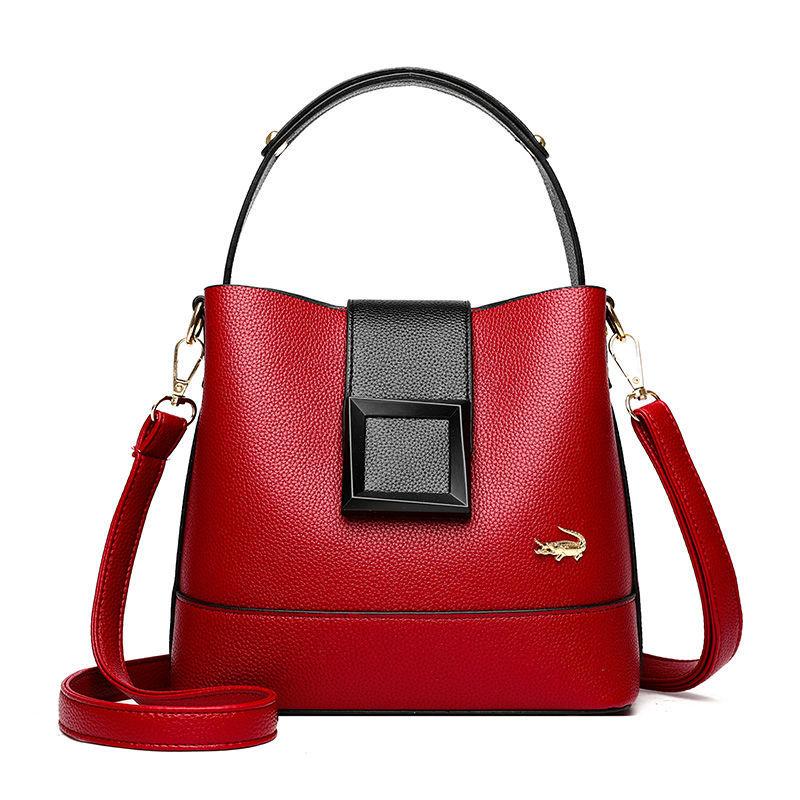 Crocodile Bucket Bag Female Trend Fashion Soft Leather Shoulder Messenger Bag Wild Large-capacity Handbag