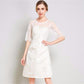 Fashion Summer Off-shoulder Sexy Slash Neck Red Lace Dress Knee-length Asymmetrical Party Dress